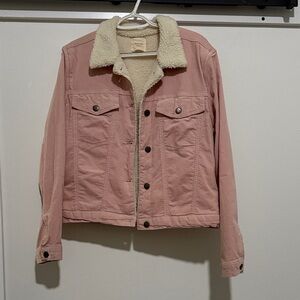 Harper Pink Jacket with Cream Sherpa Collar